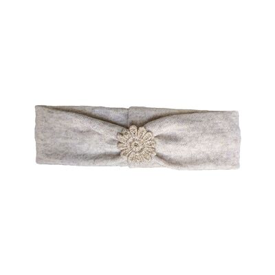 Bandeau bébé dentelle fleur sable melange