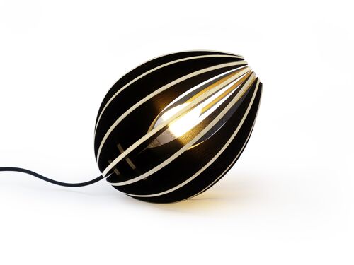 Lampe à poser en bois teinté noir cordon noir - Fève