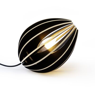 Lampe à poser en bois teinté noir cordon noir - Fève