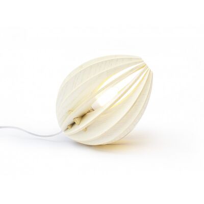 Lampe à poser en bois teinté blanc cordon blanc - Fève