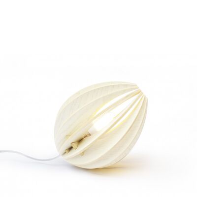 Lámpara de mesa de madera teñida de blanco con cordón blanco - Fève