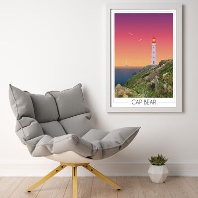 Lighthouse poster of Cap Béar 50x70 cm • Travel Poster