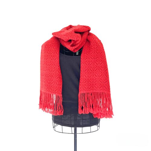 WARA Decke oder XL-Schal aus 100 % Alpakawolle (Rot & Weinrot)