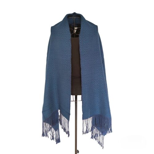 WARA Decke oder XL-Schal aus 100 % Alpakawolle (Blau & Türkis)