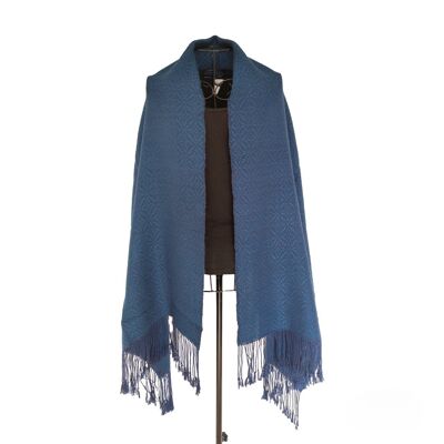 WARA Deck oder XL-Schal aus 100 % Alpakawolle (Blau & Türkis)