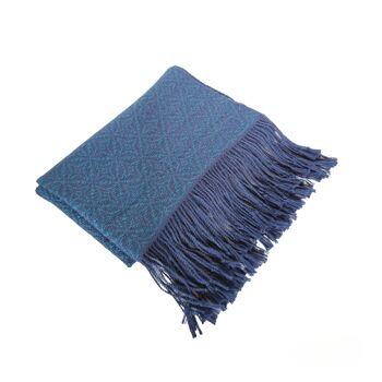 WARA Decke ou XL-Schal aus 100 % Alpakawolle (Blau & Türkis) 2