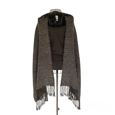 WARA Decke ou XL-Schal aus 100 % Alpakawolle (Schwarz & Grau)