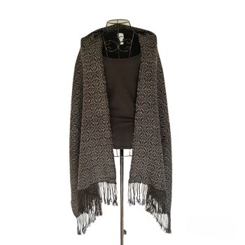WARA Decke ou XL-Schal aus 100 % Alpakawolle (Schwarz & Grau) 1