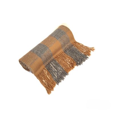 Q'ALA-Decke oder XL-Schal aus 100 % ungefärbter Alpaka-Wolle (Bronze Brau & Grey)