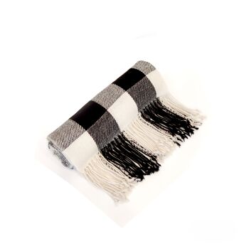 Couverture Q'ALA ou Châle XL en laine 100% Alpaga non teinte (Noir & Blanc) 1