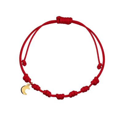 Pulsera macrame 7 nudos cordón nylon rojo luna.