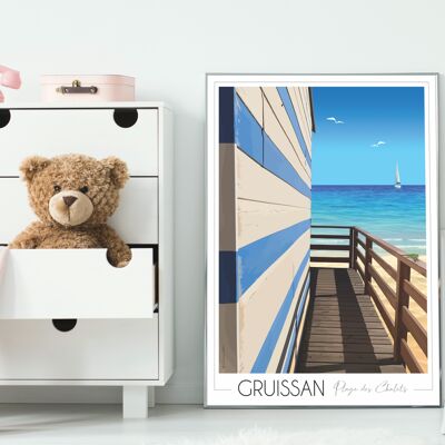 Affiche Gruissan Cabane de plage 30x42 cm  • Travel Poster