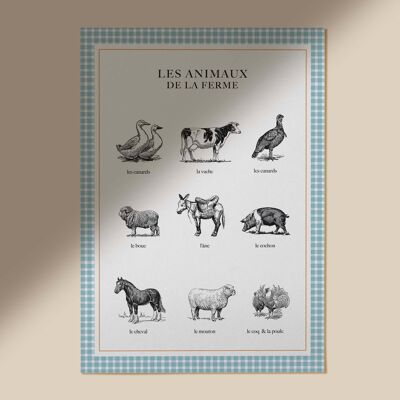 cartel de animales de granja