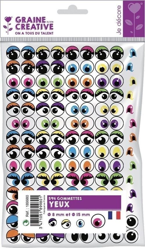 Diy - pochette de 594 gommettes yeux adhesifs