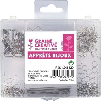 DIY - COFFRET D'APPRETS BIJOUX COLORIS ARGENT 407pcs 1