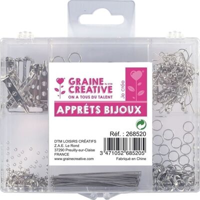 DIY - COFFRET D'APPRETS BIJOUX COLORIS ARGENT 407pcs