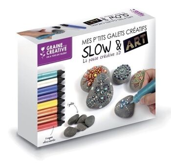 DIY - COFFRET MON ATELIER SLOW & ART / 8 CRAYONS + 5 GALETS GRIS Ø 30-50mm 5