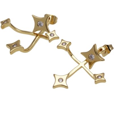 VEGA Earrings - Asymmetric Stars - One Size - Gold