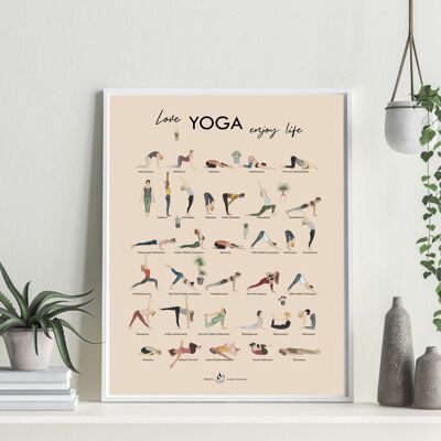 Cartel de amor Yoga, disfruta de la vida.