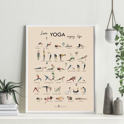 Cartel de amor Yoga, disfruta de la vida.