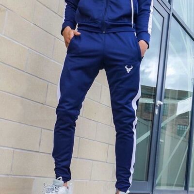 Cerus Navy Theo Jogging Bottoms with White Stripe