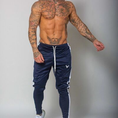 Cerus Navy Jogging Bottoms with White Stripe