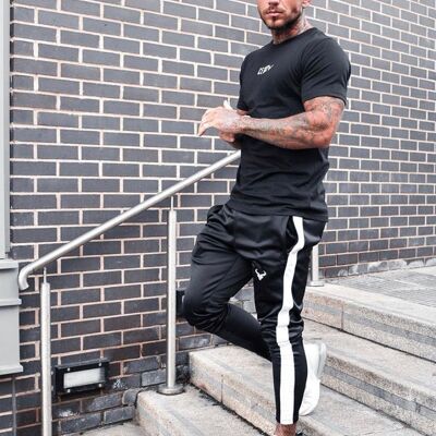 Cerus Black Muscle Fit T-Shirt with White small print logo