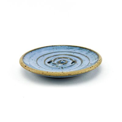 Porte-savon en céramique rond bleu