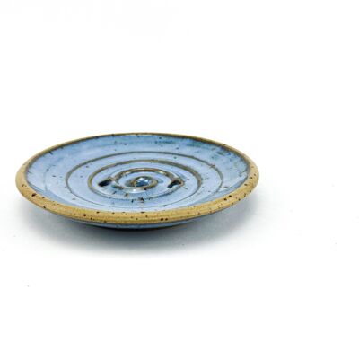 Porte-savon en céramique rond bleu