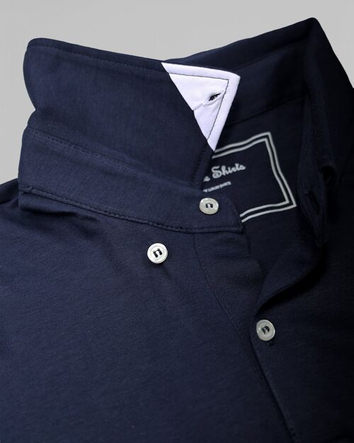 Smart Casual Short Sleeve Polo Shirt Jersey Cotton - Navy