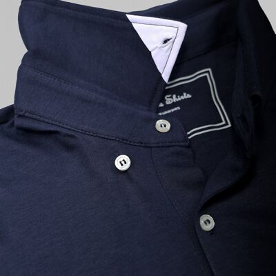 Polo a maniche corte casual elegante in jersey di cotone - blu scuro