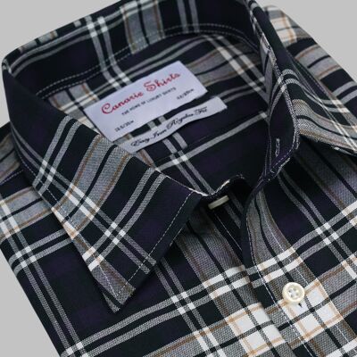 Marineblaues und weißes Oxford-Herrenhemd, normale Passform, leicht zu bügeln, mit Brusttasche, doppelte Manschette (Manschettenknöpfe erforderlich)