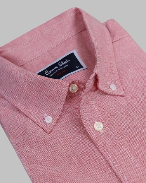 Button Down Collar Oxford Short Sleeve - Salmon Red