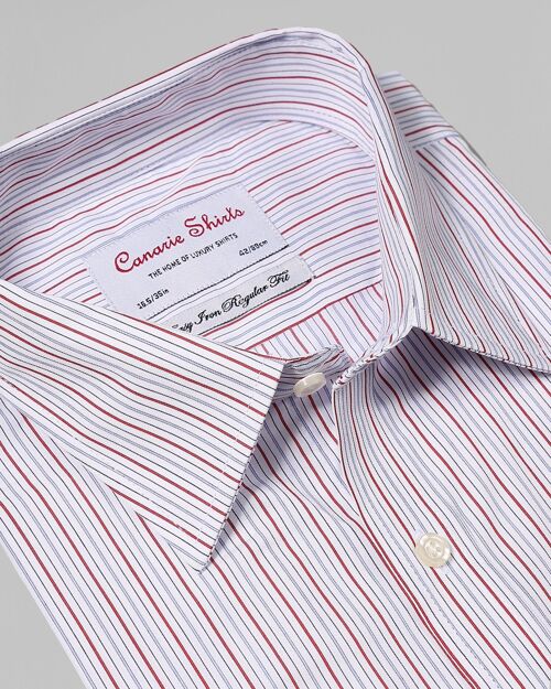 Men's Formal Shirt Red Multi Striped White Easy Iron