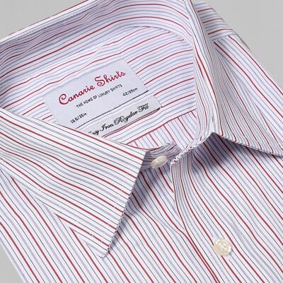 Herrenhemd für formelle Anlässe, rot, bunt gestreift, weiß, leicht zu bügeln