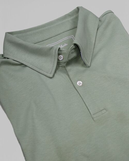 Smart Casual Short Sleeve Polo Shirt Jersey Cotton  - Green