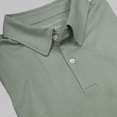 Smart Casual Short Sleeve Polo Shirt Jersey Cotton  - Green