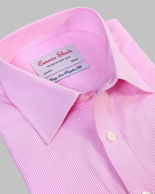 Men's Formal Shirt Pink Striped Easy Iron Button Cuffs