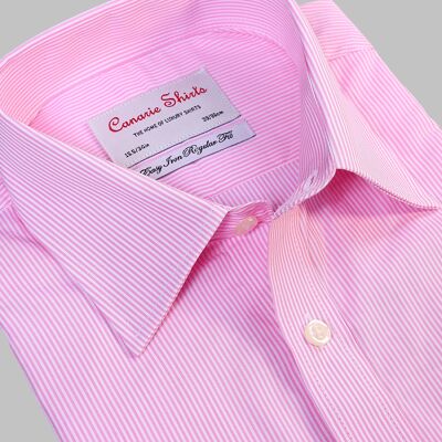 Formales Hemd für Herren, rosa, gestreift, leicht zu bügelnde Knopfmanschetten