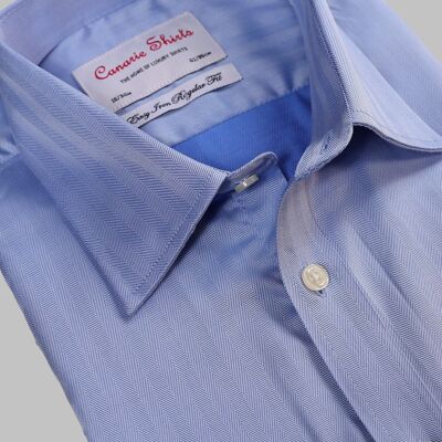 Men's Formal Shirt Blue Luxury Herringbone