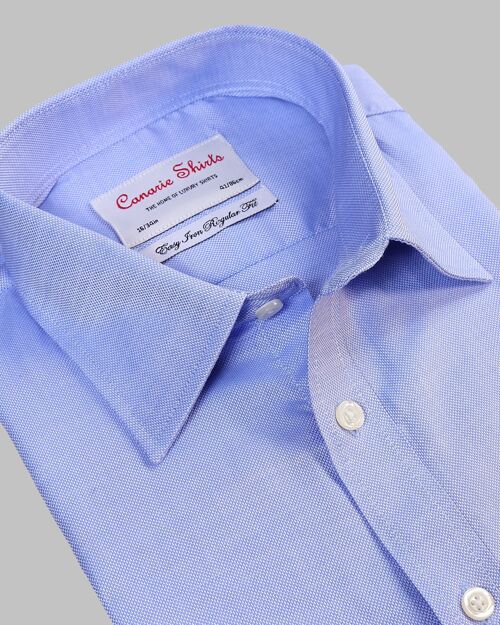 Men's Formal Shirt Royal Blue Oxford Easy Iron Double Cuff ( Requires Cuff Links )
