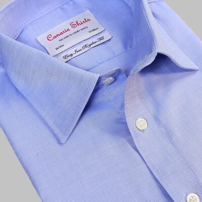 Formales Herrenhemd, Königsblau, Oxford, leicht zu bügeln, Doppelmanschette (Manschettenknöpfe erforderlich)