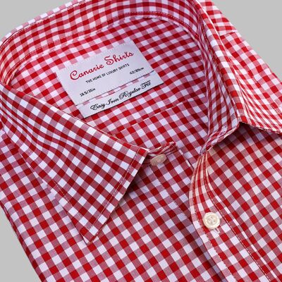 Men's Formal Shirt Red Check Easy Iron