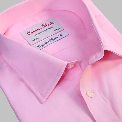 Camicia da uomo formale in twill rosa con polsini facili da stirare