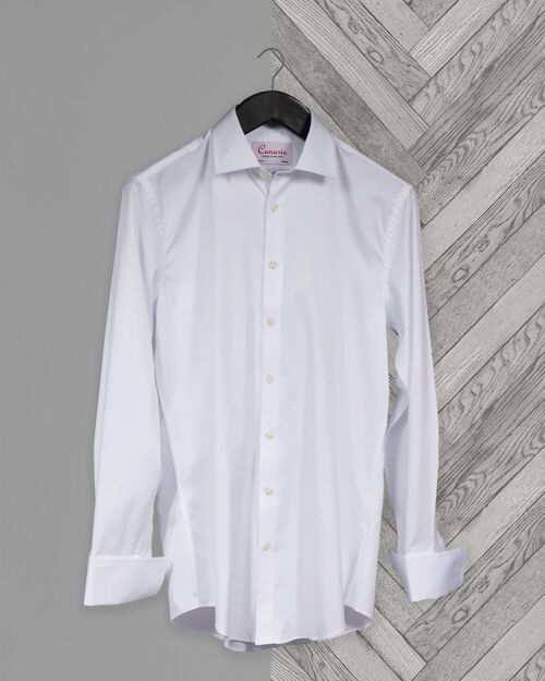 Men's Formal Shirt White Signature Twill Slim Fit Standard Fit Non Iron Double Cuff ( Requires Cuff Links )