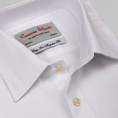 Men's Formal White Royal Oxford Easy Iron Double Cuff (nécessite des boutons de manchette)