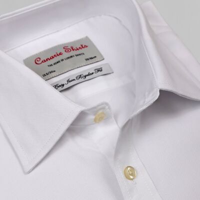 Puños de botón fáciles de planchar Royal Oxford para hombre de color blanco formal