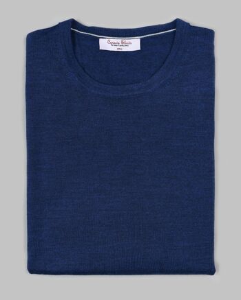 Pull ras du cou en laine mérinos - Bleu roi 2