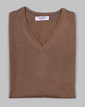 Pull Merino Col V - Camel 1