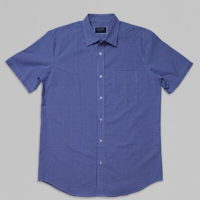 Chemise à manches courtes en coton - Bleu foncé/Marine